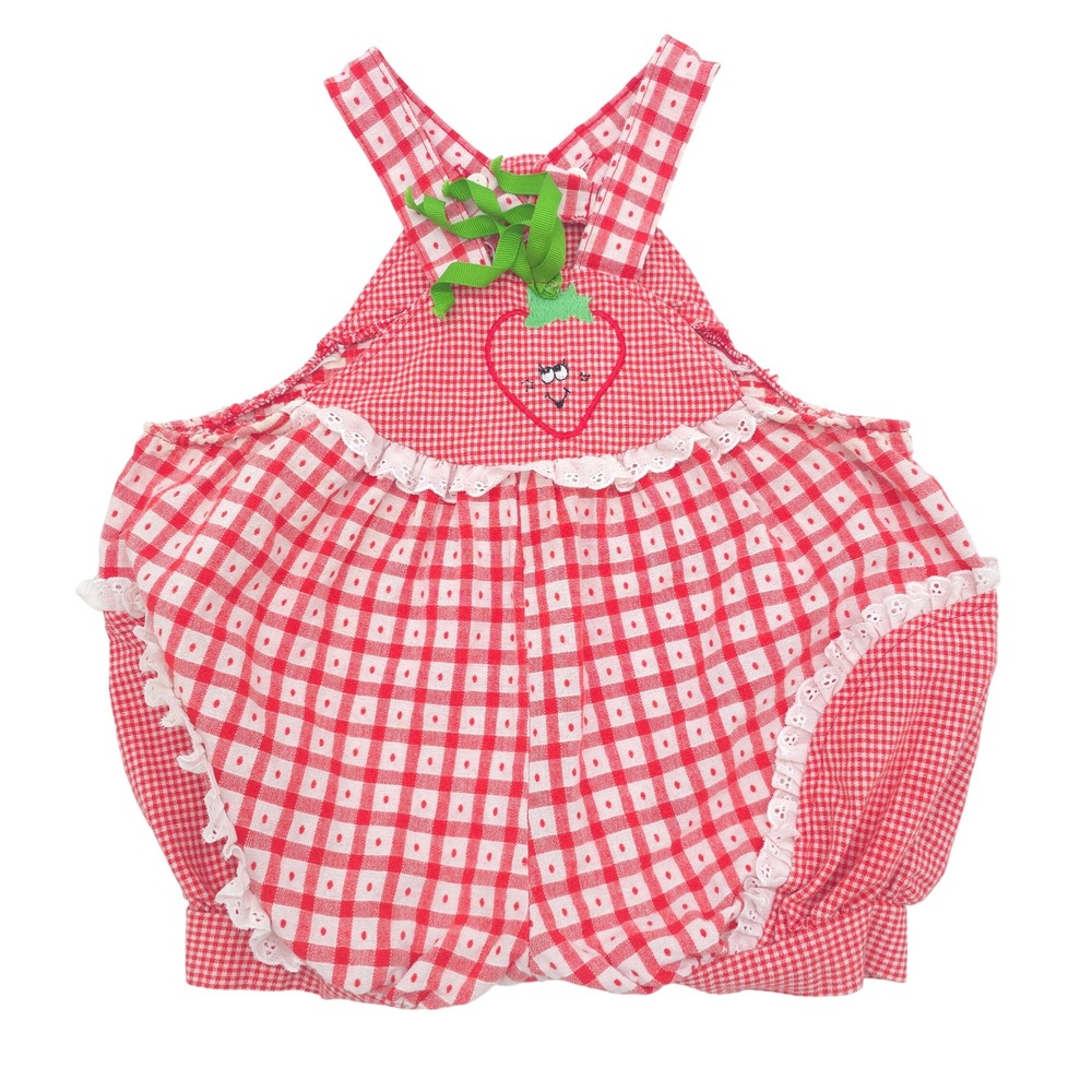 Vintage Buster Brown Strawberry Bubble Jumper Gingham Size 18M